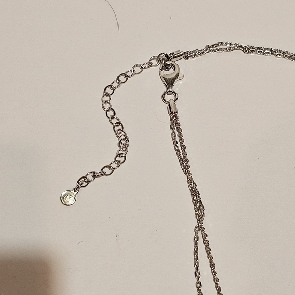 Silver and Teal Geometric Necklace - Picture 3 of 3